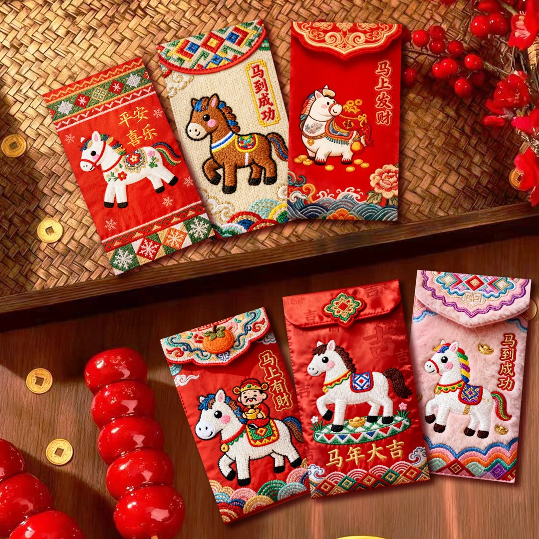 18个马年新款红包卡通生肖可爱创意3D平面印刷新春硬卡压岁红包