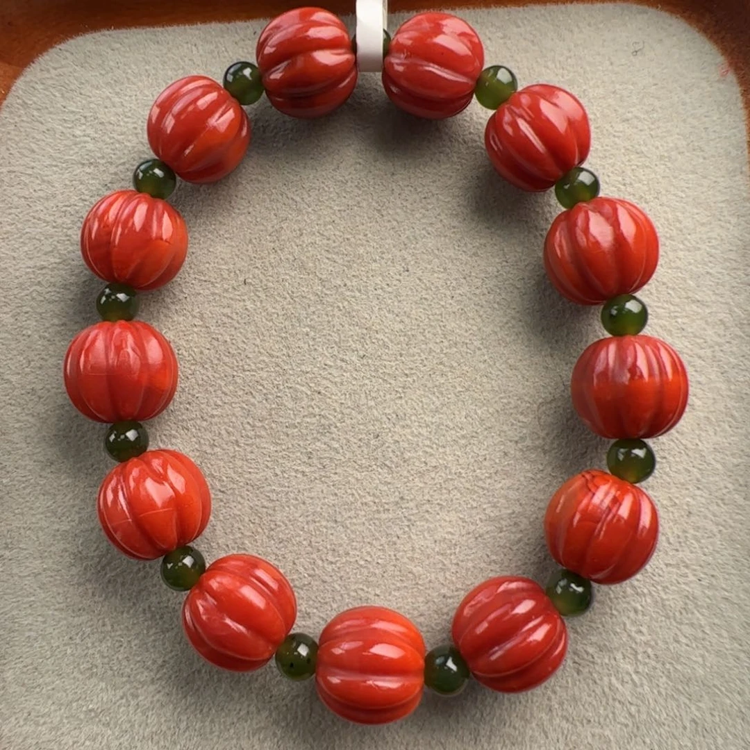 南红玛瑙未镶嵌（满肉锦红瓜珠11+）