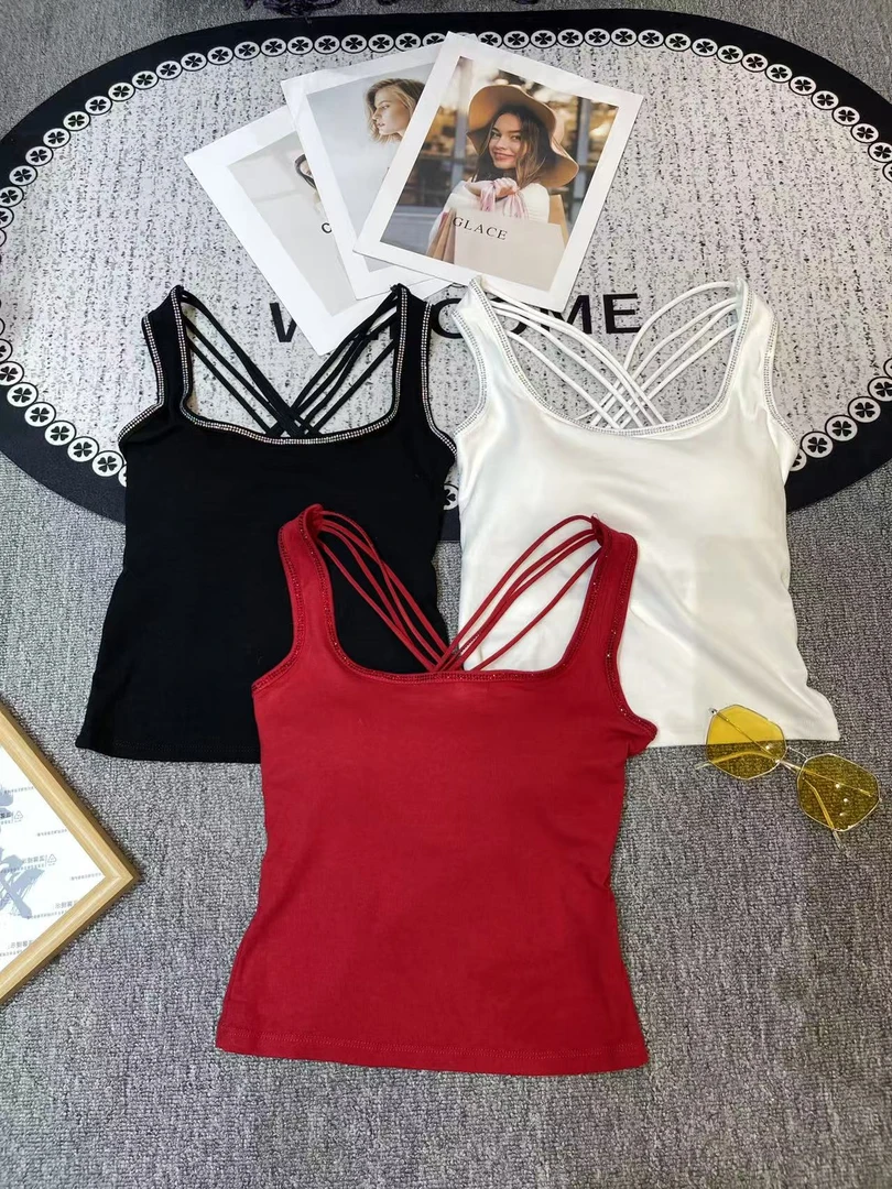 淑雅阁服饰  休闲风瑜伽修身百搭纯欲风辣妹风吊带网红背心177
