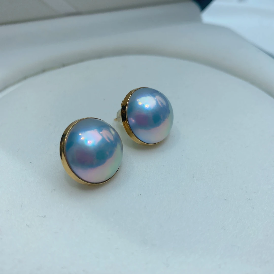 18.5mm大点位T家经典款同款彩虹马贝18k金耳钉