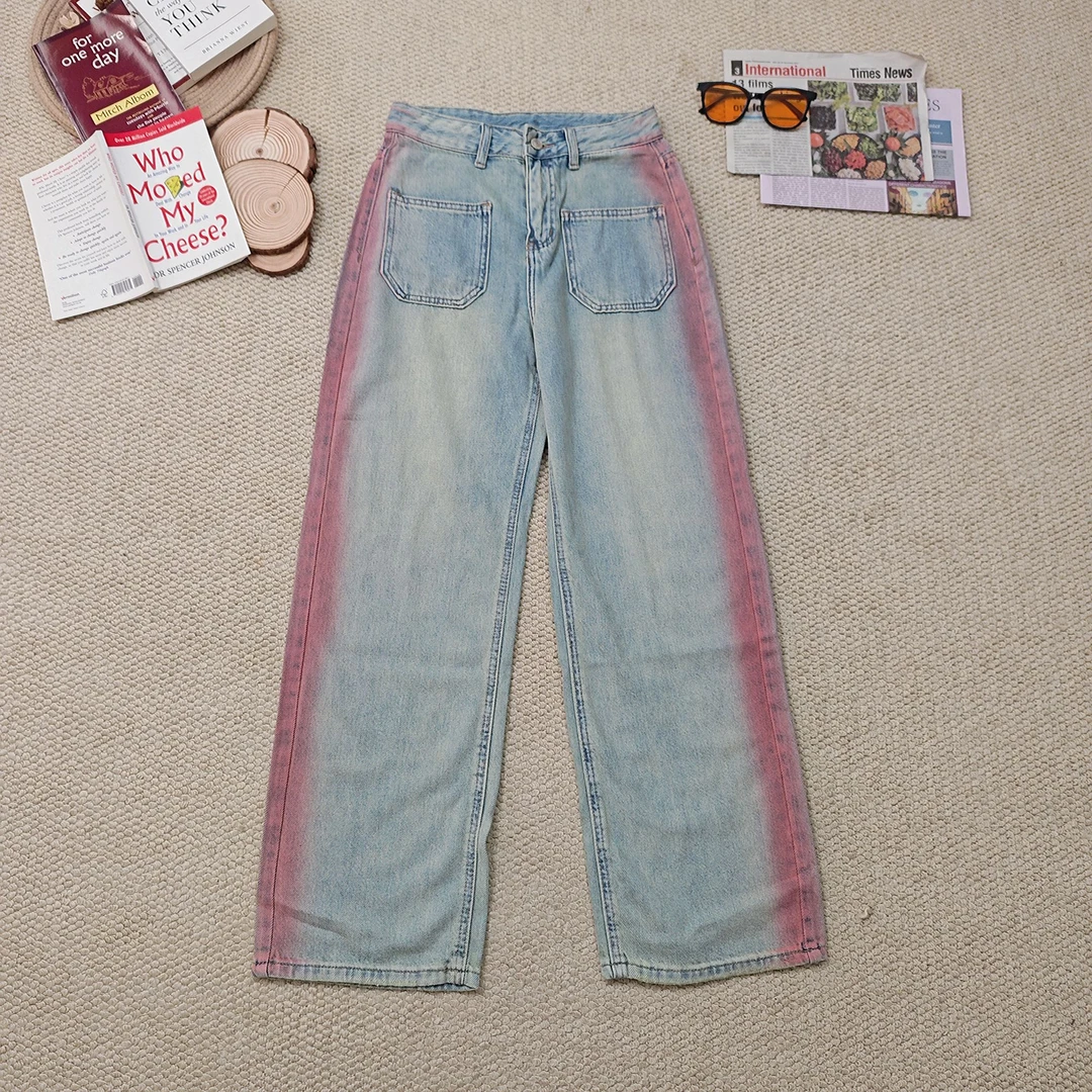 2025夏季新款做旧休闲渐变色牛仔长裤2702