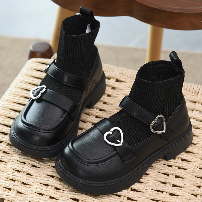 女童靴子儿童短靴小女孩袜靴2025秋冬新款棉靴时尚皮靴宝宝袜子靴