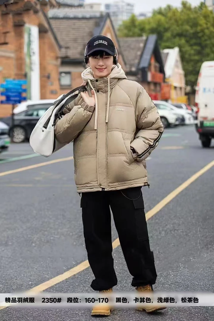【2350-米色咖帽】青少年羽绒服外套