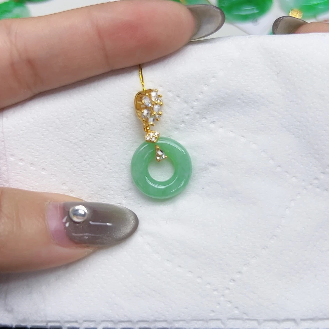 翡翠颈饰银S925镶嵌天然Ａ货翡翠