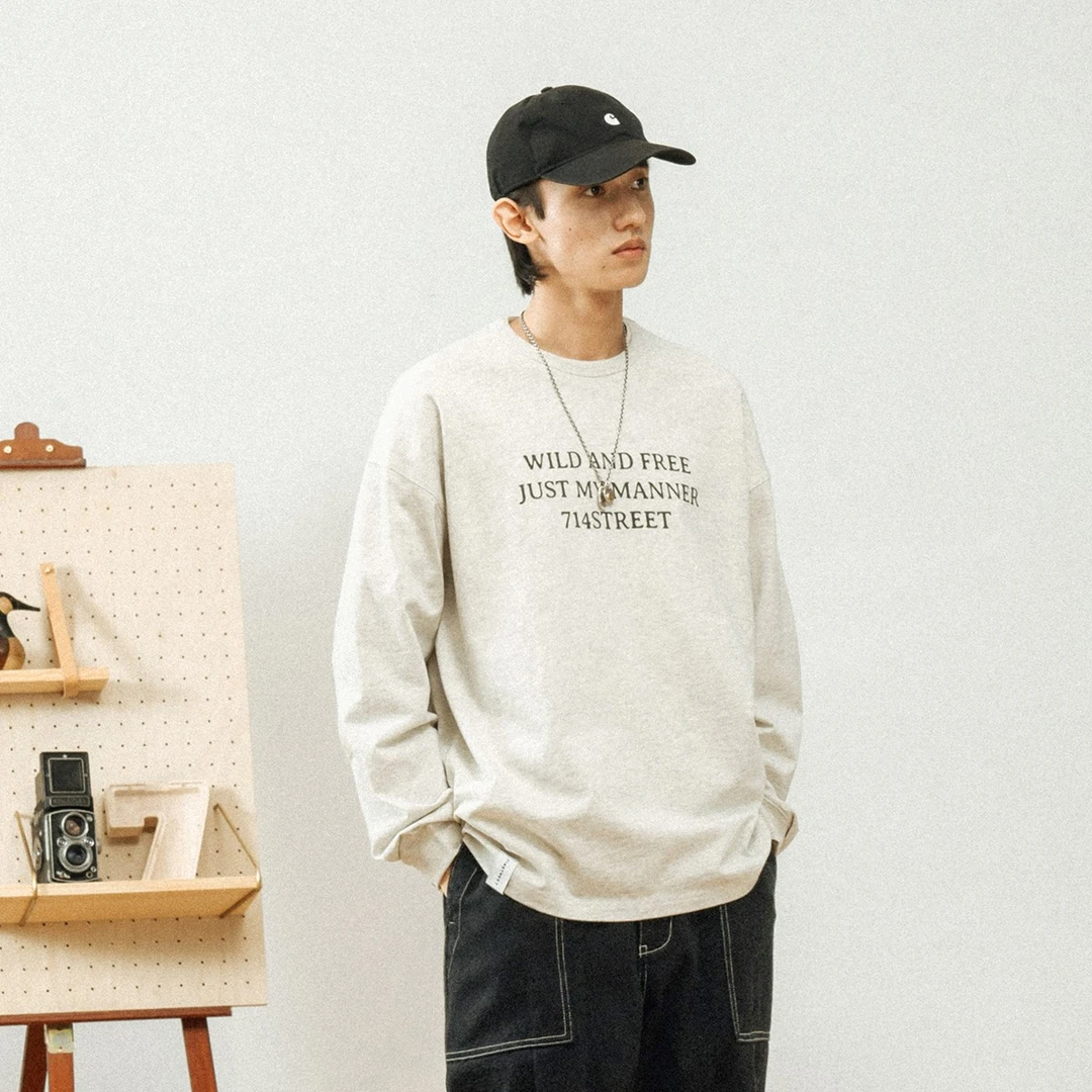 长袖T恤男女春季宽松纯棉打底衫圆领套头上衣311106