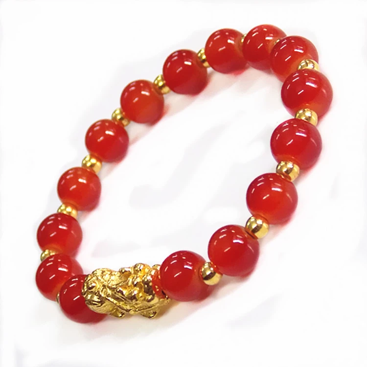 红色圆珠貔貅手链山楂红经典百搭S104