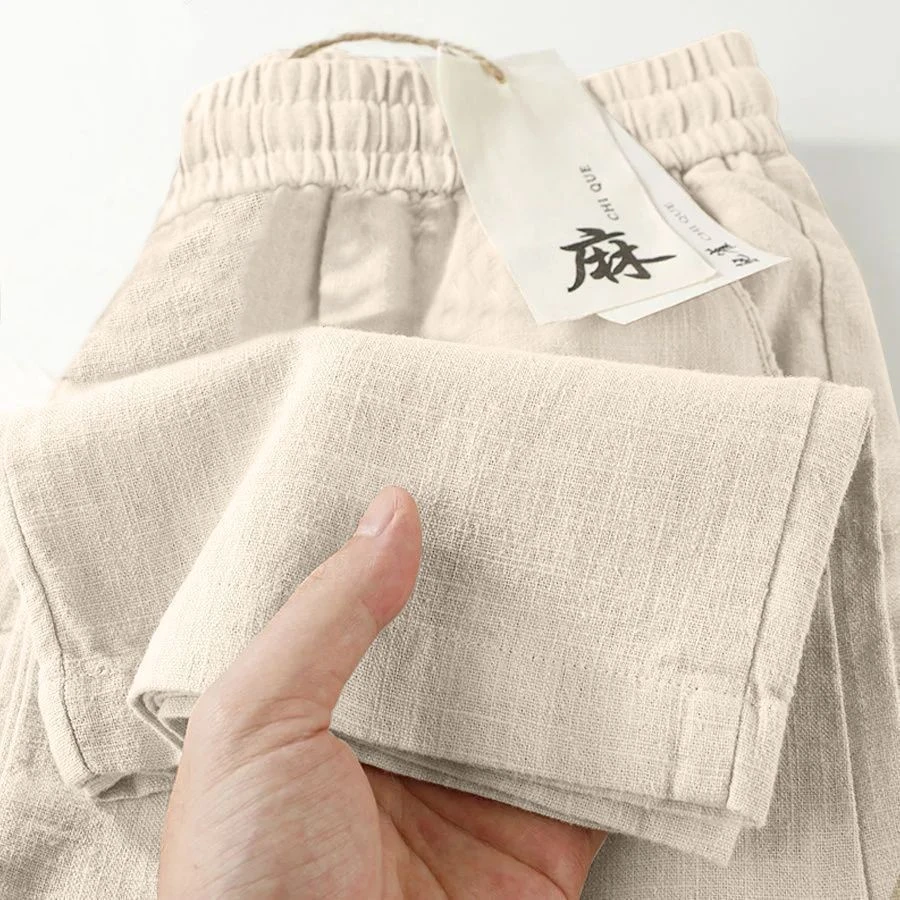 纯亚麻阔腿裤女2025年夏季时尚百搭休闲长裤直筒宽松薄款棉.棉麻