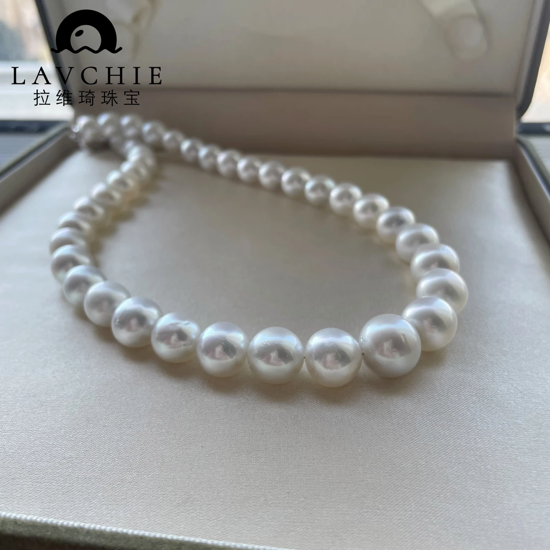 拉维琦春不晚11-13mm天然淡水珍珠项链极光极亮通体S925银送妈妈