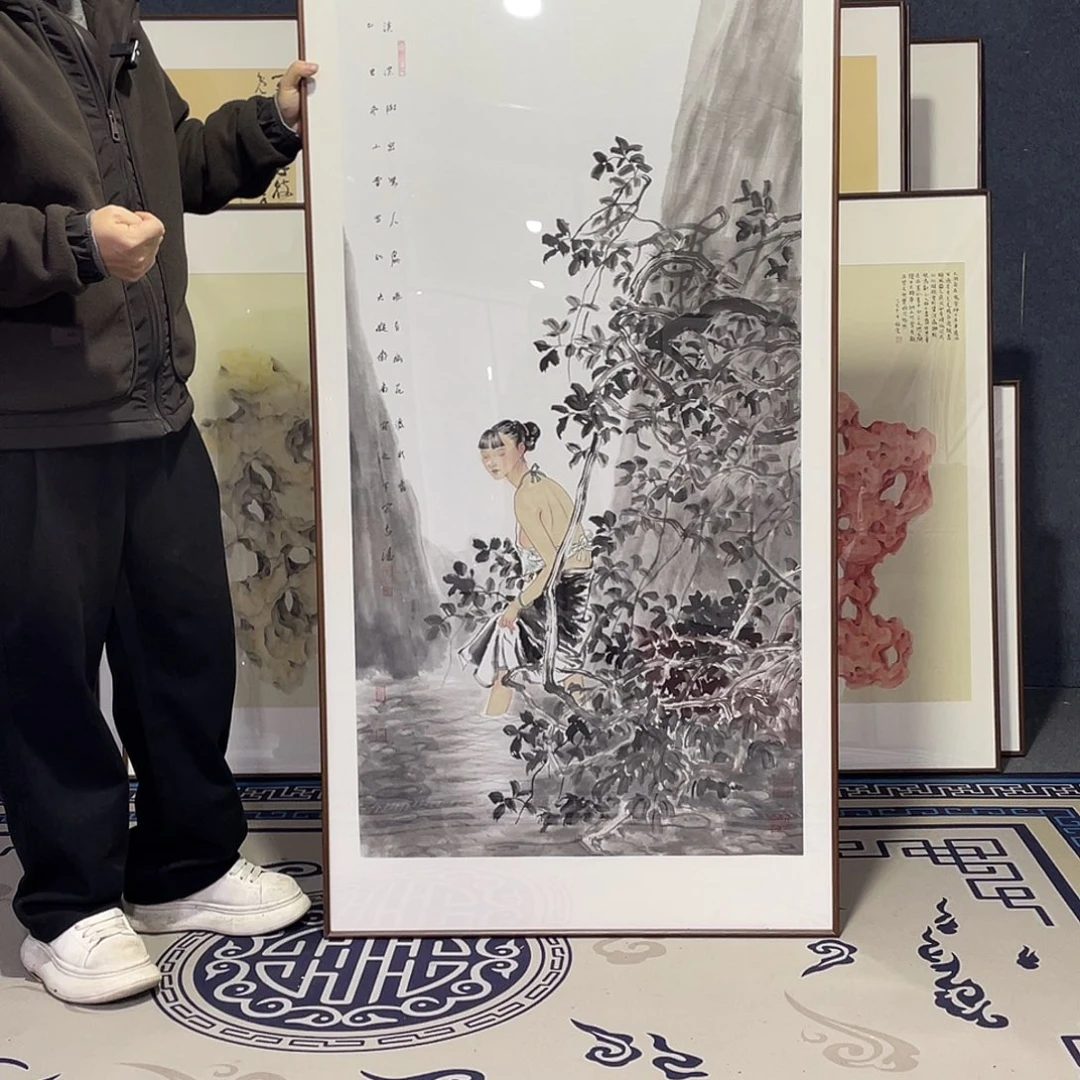 国画手绘画作品带框80/160