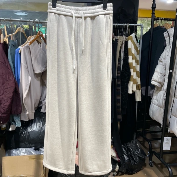 589秋冬新品女装加绒直筒休闲裤