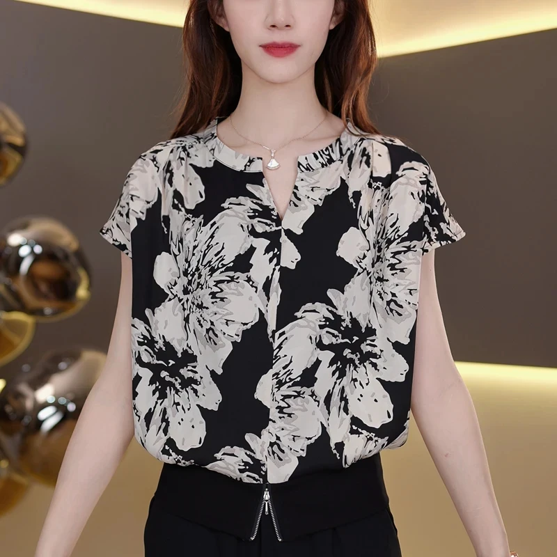 洋气碎花短袖女款爆款2025夏季新款T恤上衣显瘦夏天衣服