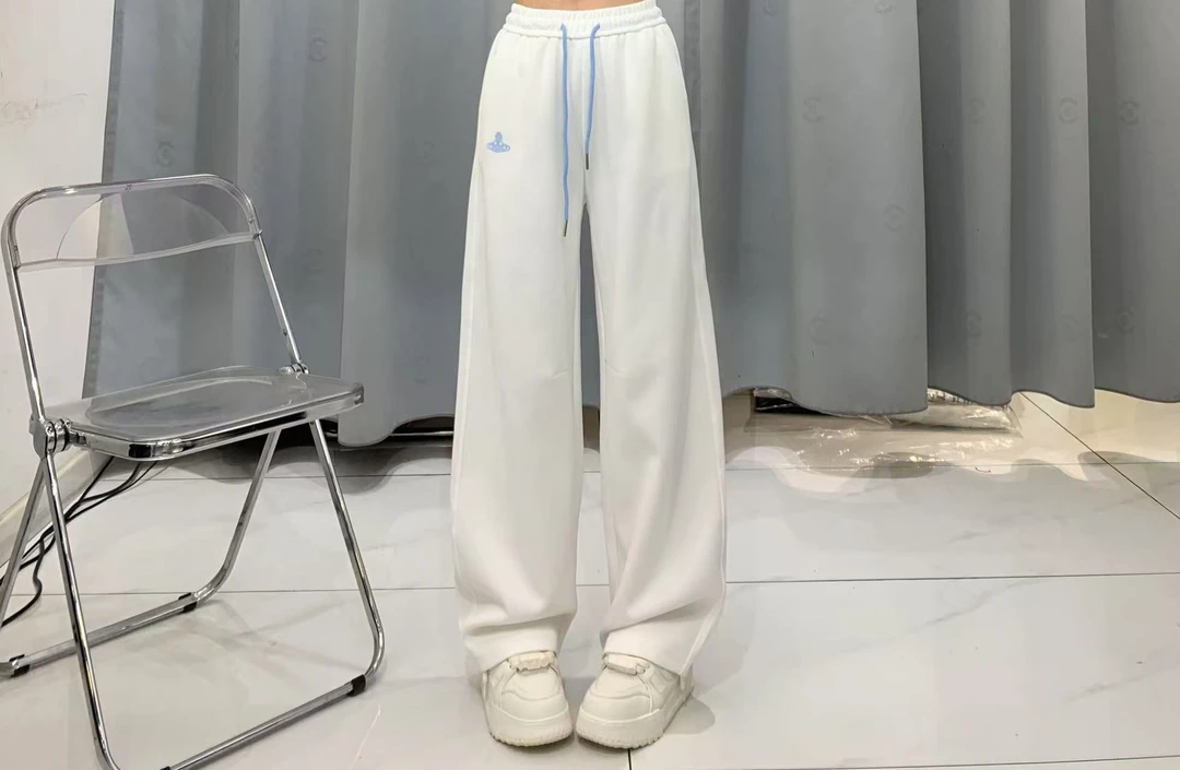 可米春季新款百搭显瘦休闲垂感潮流白色弯刀裤85622（裤长103左右