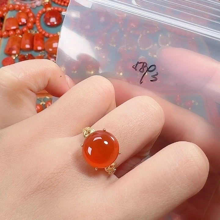 南红玛瑙银S925镶嵌戒指