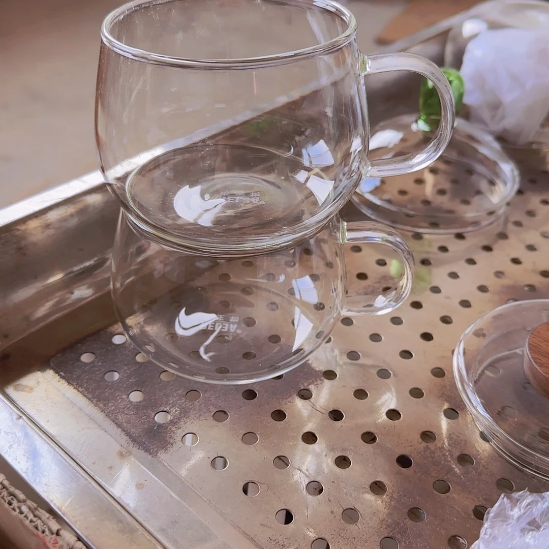 高硼硅玻璃茶水分离款瑕疵物咖啡杯2个