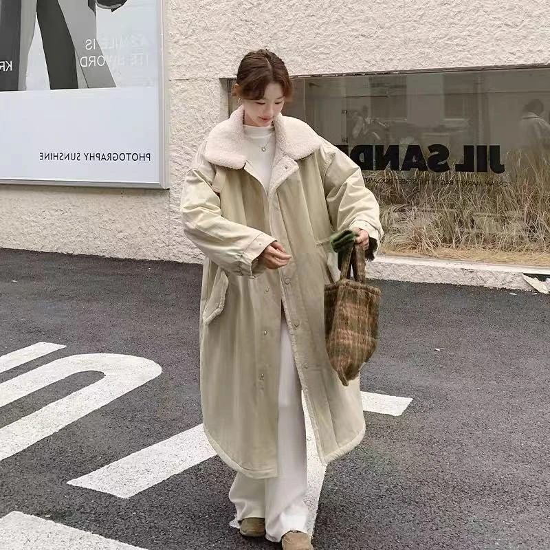 休闲工装长款派克棉服厚外套 C160