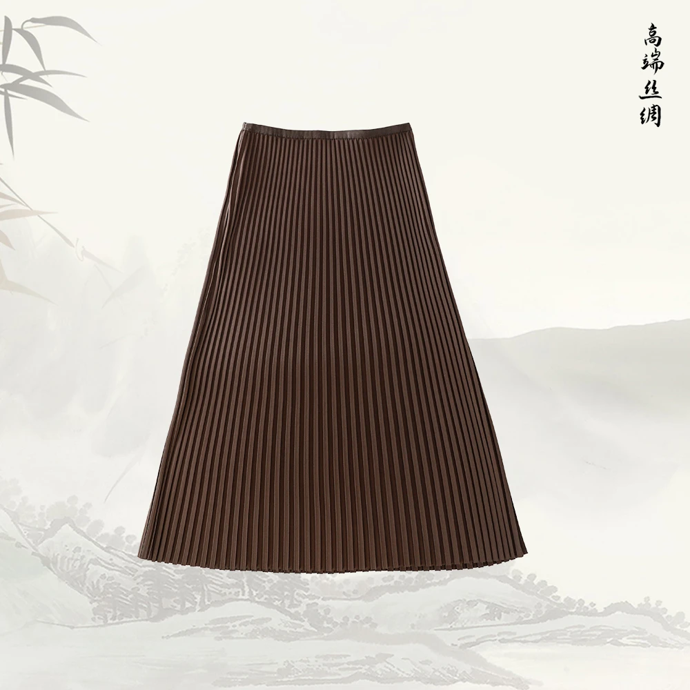 新款百搭休闲显瘦纯色百褶半身裙53017