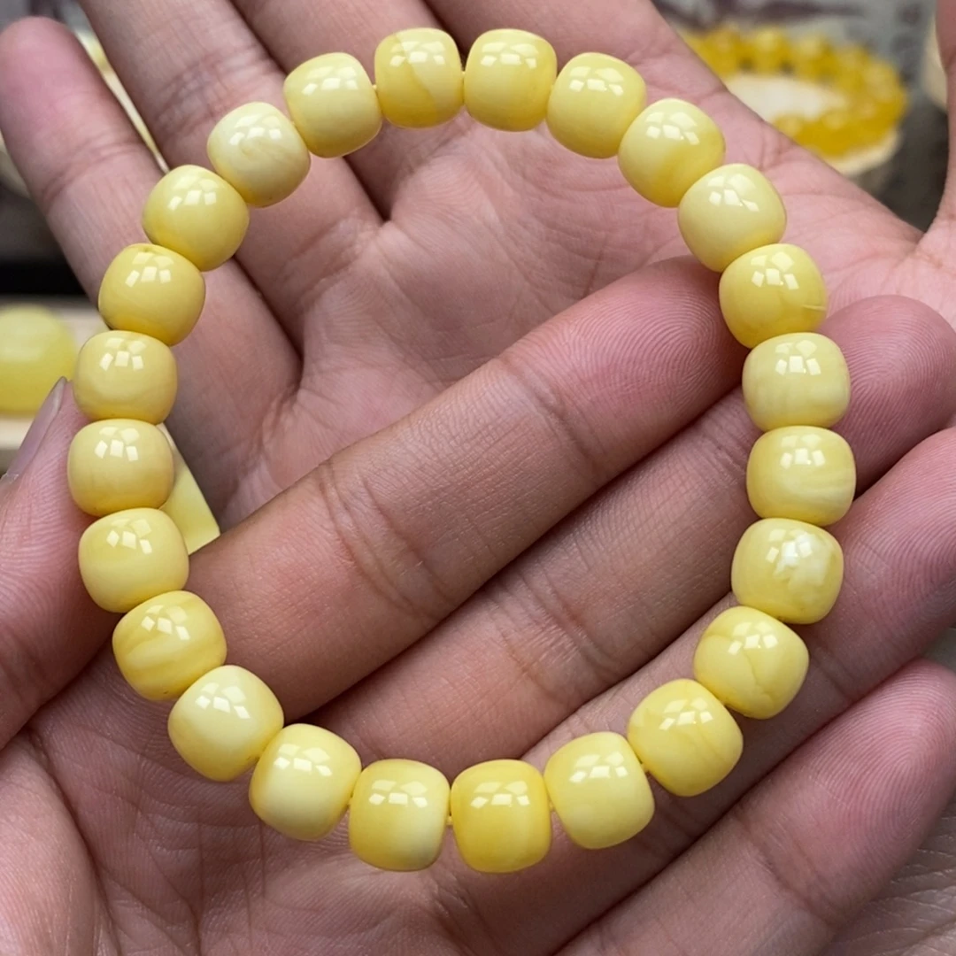 琥珀未镶嵌珠宝奇石精工老型手串9.6尺寸