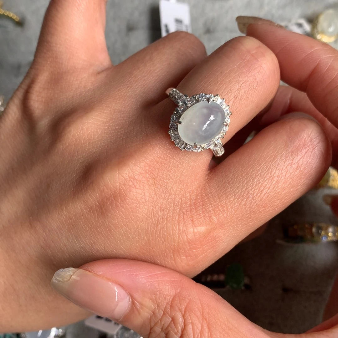 翡翠银S925镶嵌耳饰戒指