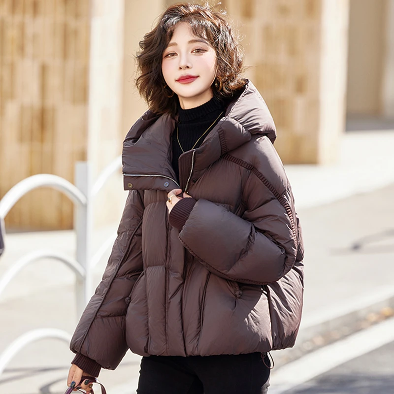 羽绒服女款冬季2025新款宽松加厚洋气小个子保暖白鸭绒外套女冬款