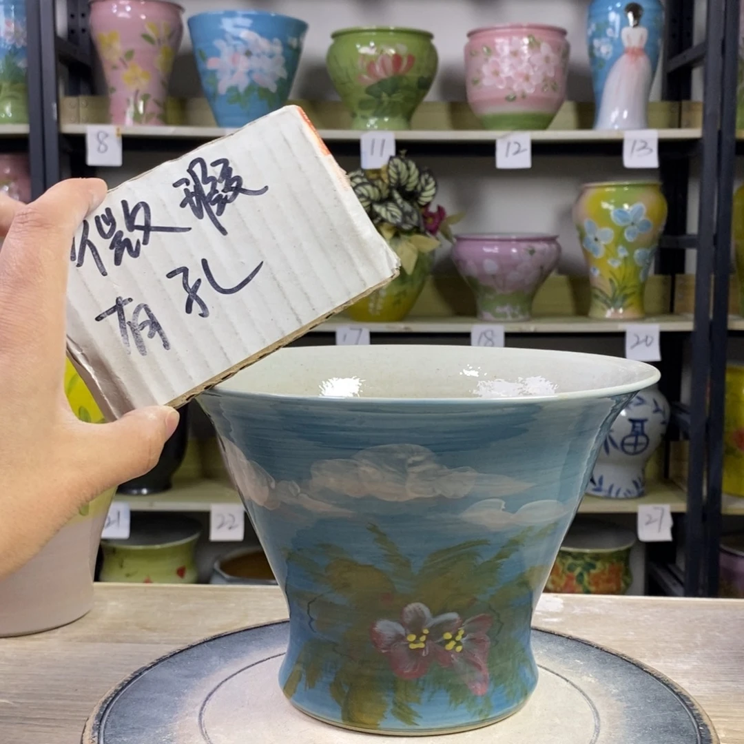 景德镇手工手绘陶瓷花盆