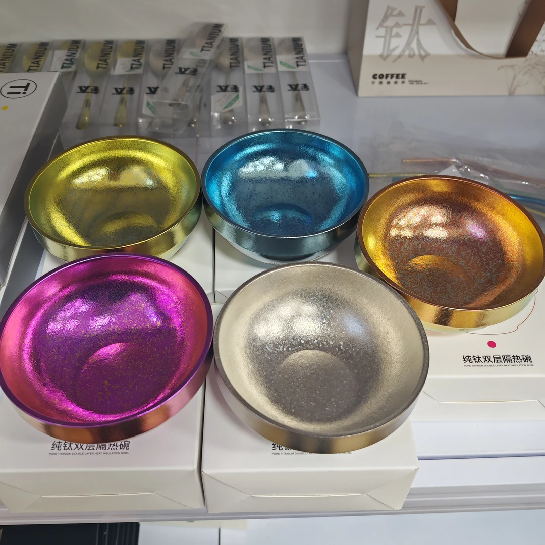 断色清纯钛碗450ml双层隔热