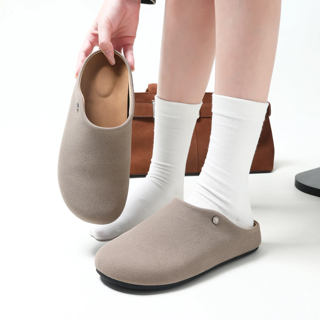 勃肯鞋女秋冬半拖一脚蹬包头拖百搭复古休闲情侣舒适防滑懒人拖鞋