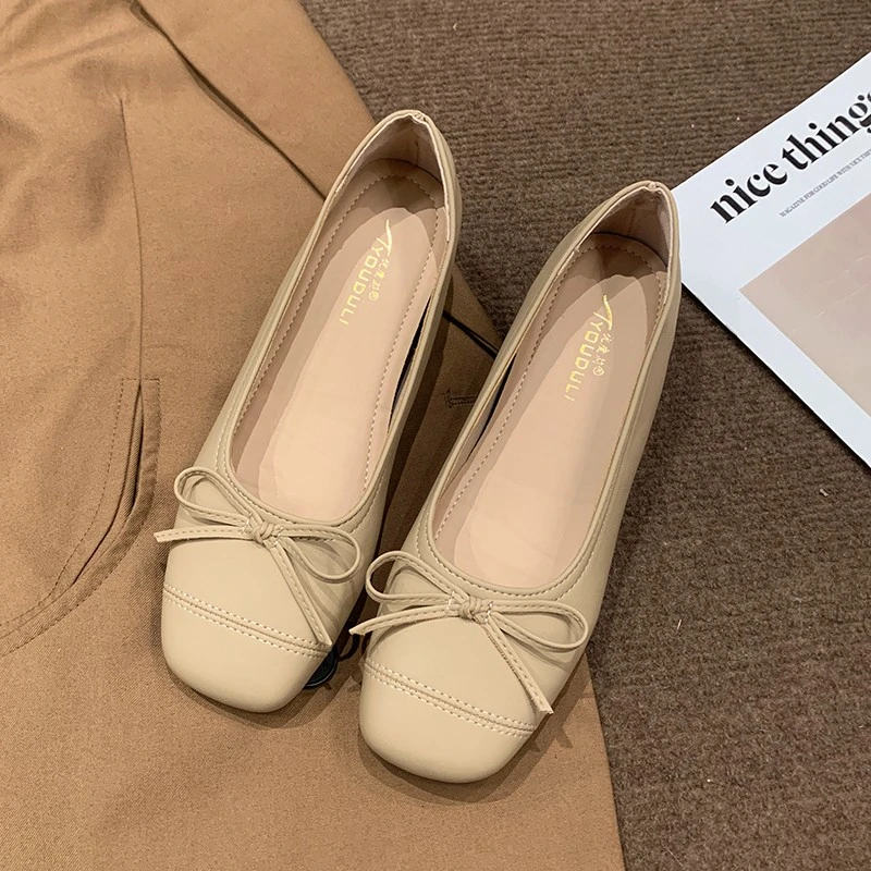 YYCORAL/宇逸瑚内增高软底不累脚单鞋玛丽珍百搭蝴蝶结方头女鞋