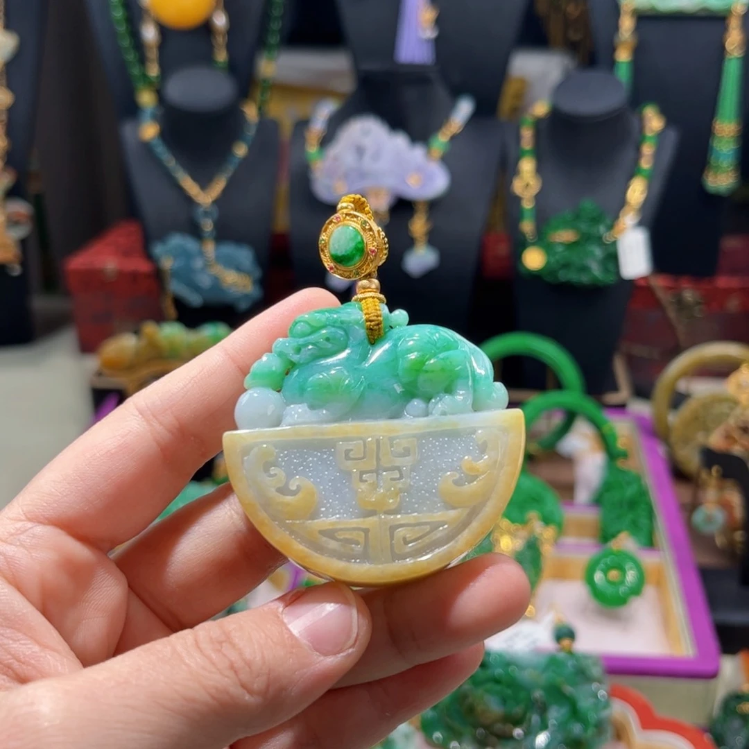 【闪购商品】翡翠吊坠(赠链)银S925镀金镶嵌 貔貅