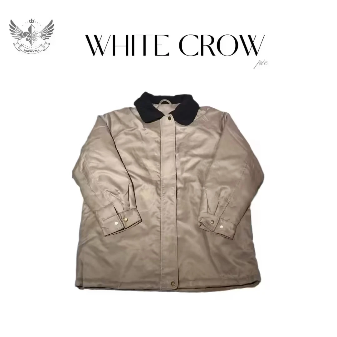 白乌鸦【拼色翻领】  棉服外套 百搭宽松7360