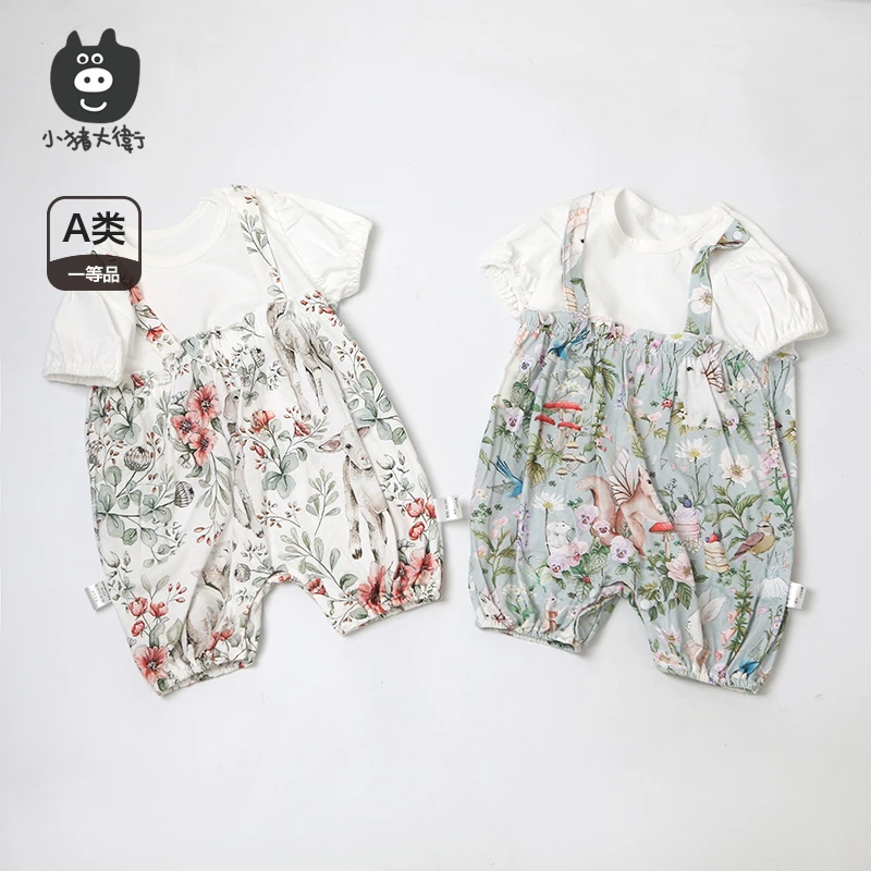夏季纯棉造型套头宝宝短袖连体连体衣新生儿婴儿洋气