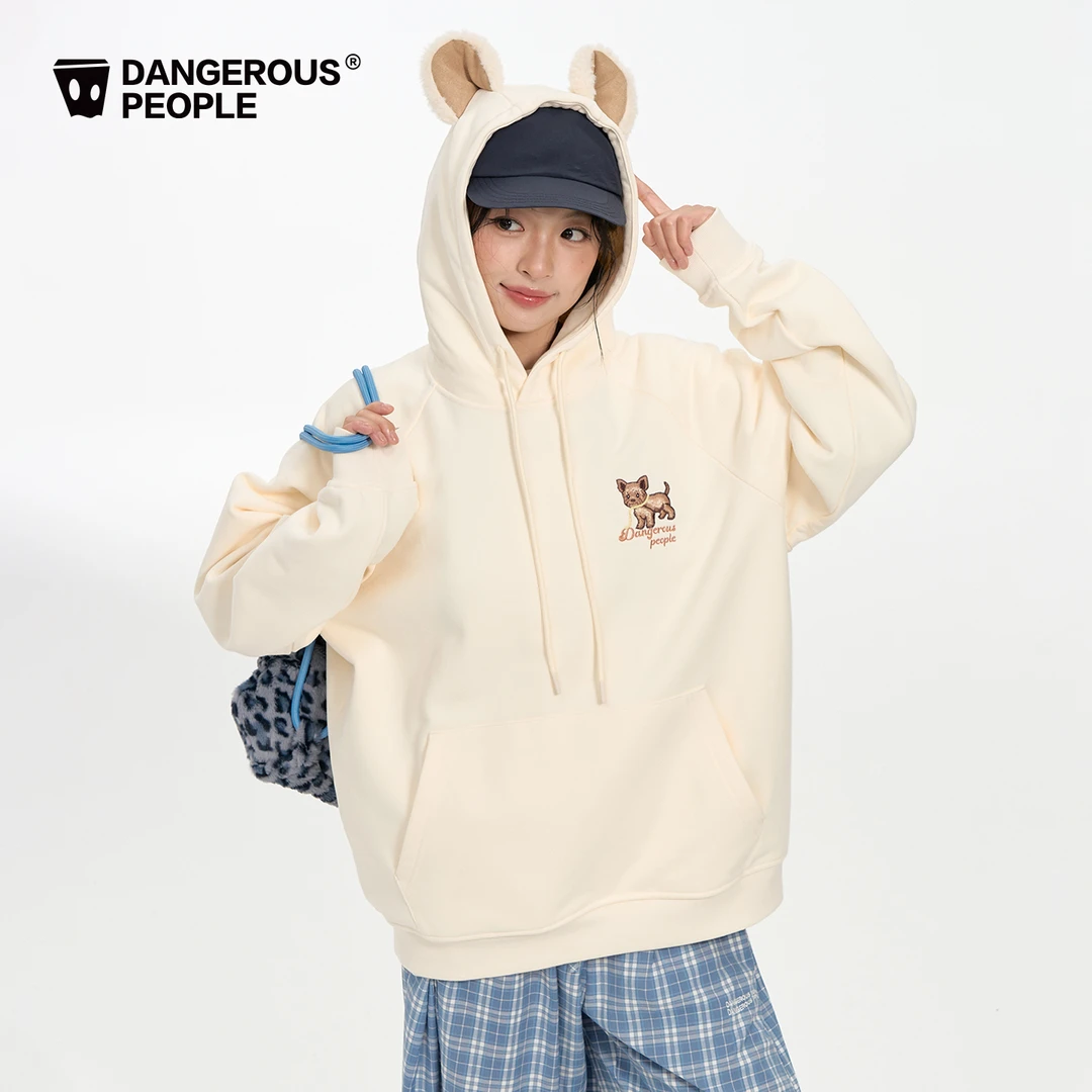 Dangerouspeople薛之谦dsp卡通约克夏耳朵连帽卫衣潮牌设计感上衣