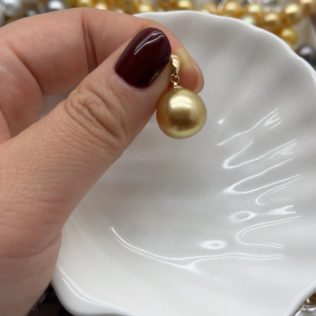 银S925镶嵌海水珍珠吊坠(不含链)