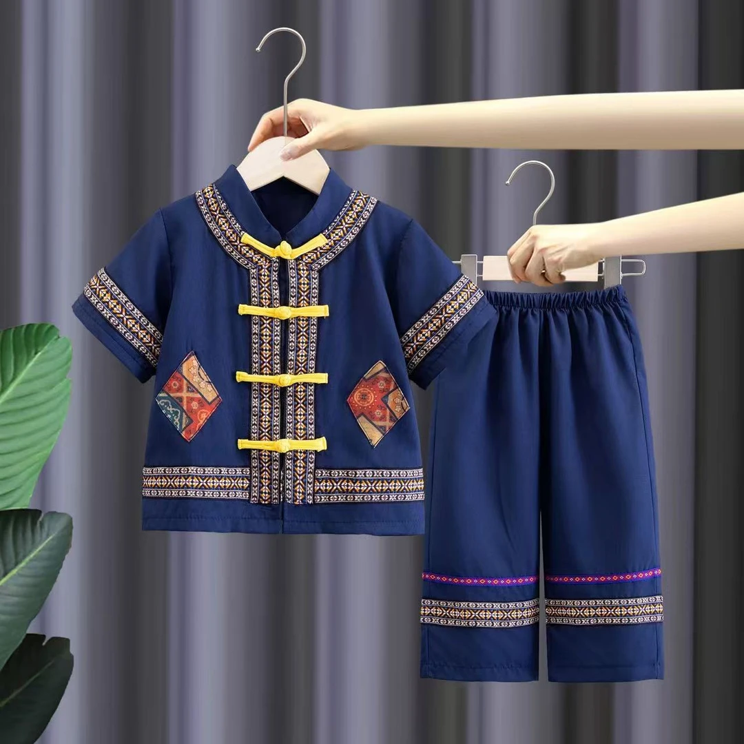 儿童少数民族壮族服装三月三哈尼族苗族男女汉服唐装幼儿园演出服
