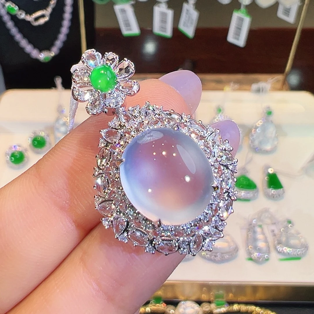 吊坠(不含链)18K金镶嵌翡翠