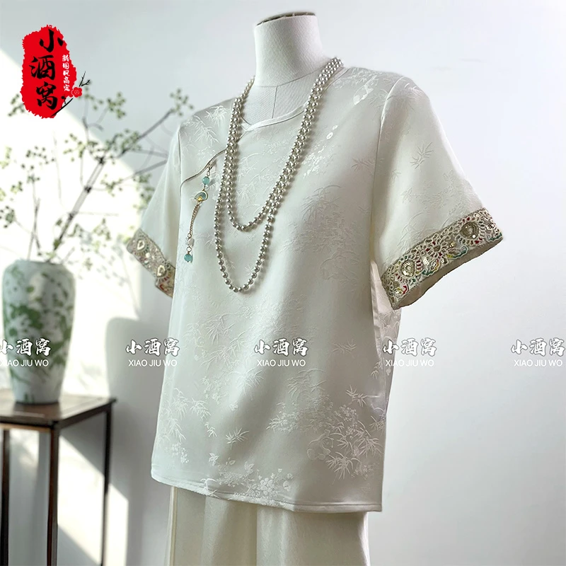 [浮锦]小酒窝新国风 新中式时尚气质上衣T恤短袖-61