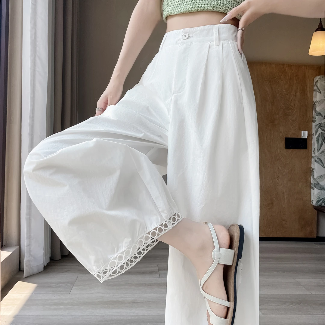 镂空蕾丝花边灯笼裤女纯棉春秋九分裤腿气球裤高腰韩版阔腿裤