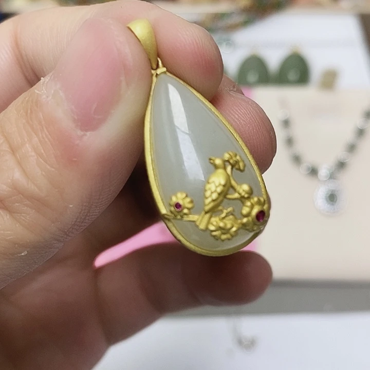 和田玉银S925镶嵌颈饰