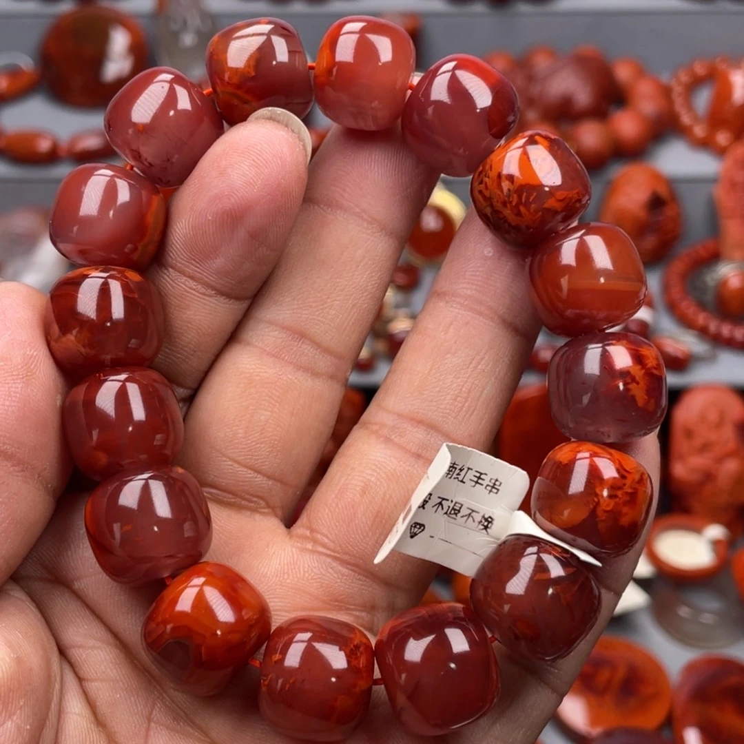 南红玛瑙未镶嵌珠宝奇石单圈14