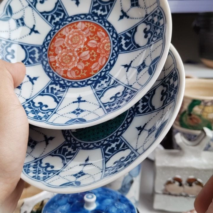 不锈钢九谷小盘一对。。。。。