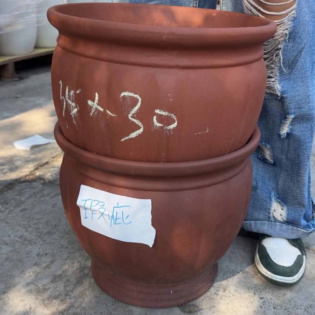 紫砂花盆口35高30宜兴紫砂瑕疵粗糙花泥