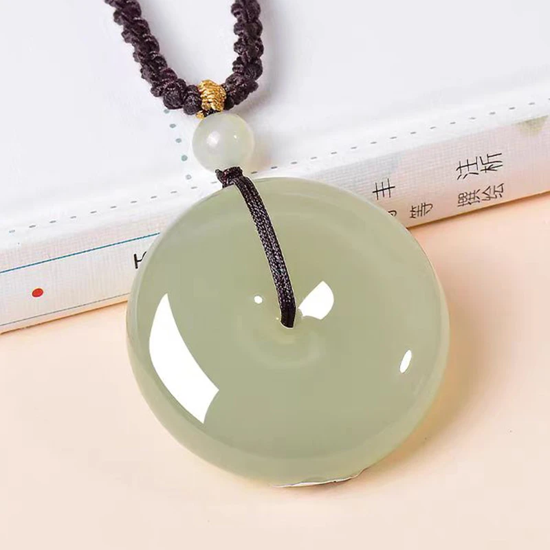 和田玉晴水料平安扣吊坠保真玉石颈饰男款挂件寓意平安顺遂简约款