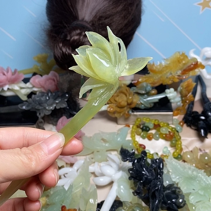 岫玉未镶嵌发簪发簪