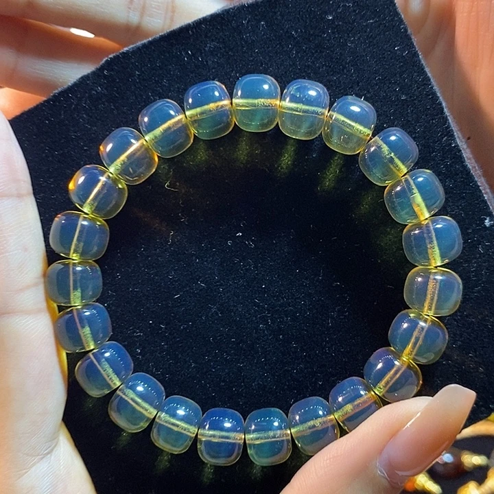 蓝珀未镶嵌珠宝奇石墨西哥蓝珀老型手串10