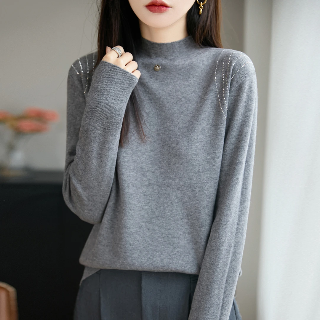 胖mm秋冬大码半高领女士毛衣遮肚子显瘦上衣内搭可外穿针织打底衫