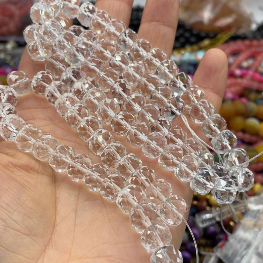 玛瑙/玉髓珠宝半成品未镶嵌白水晶老型切10m半条