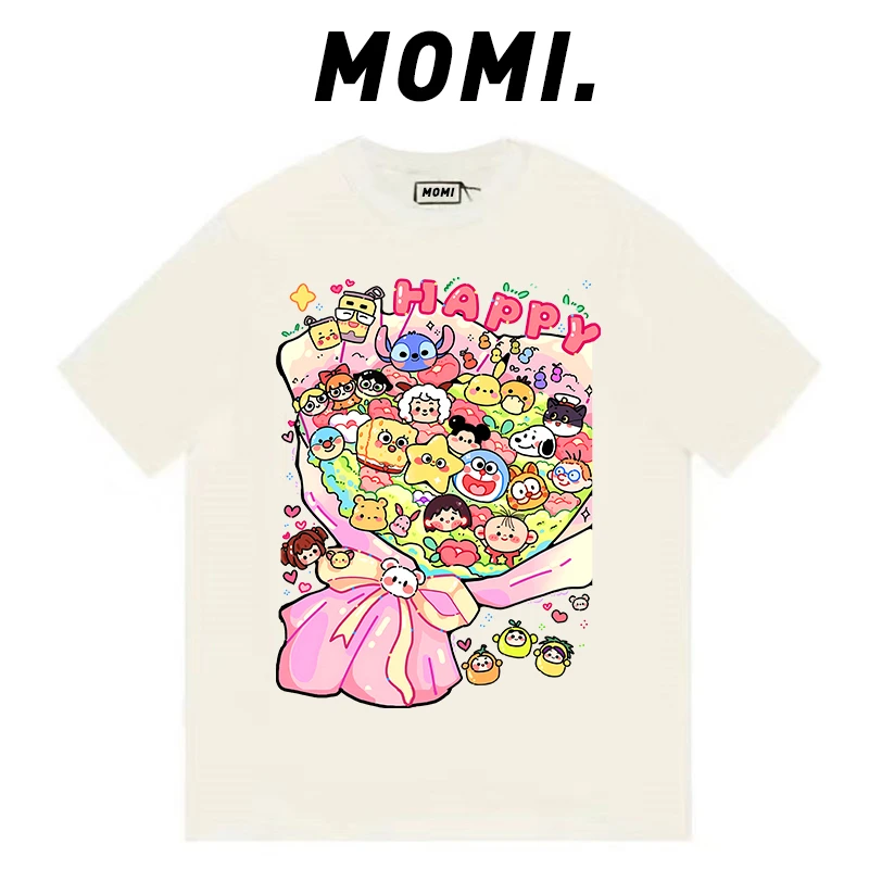 【MOMI】无感印花！动漫合集260克纯棉重磅短袖女宽松休闲百搭T恤