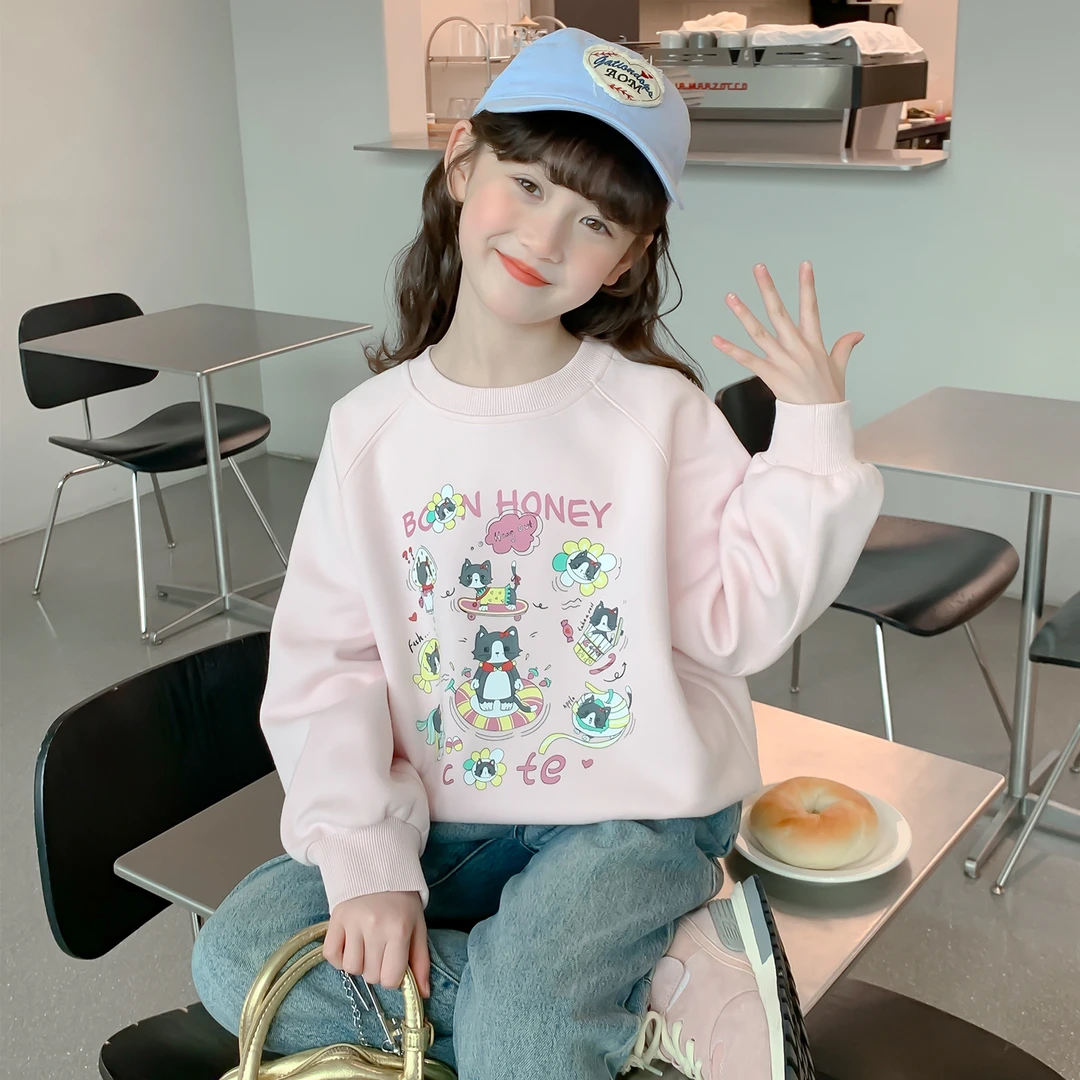 女童春秋款上衣2025春季款女孩上衣洋气卡通百搭薄款上衣Q13106