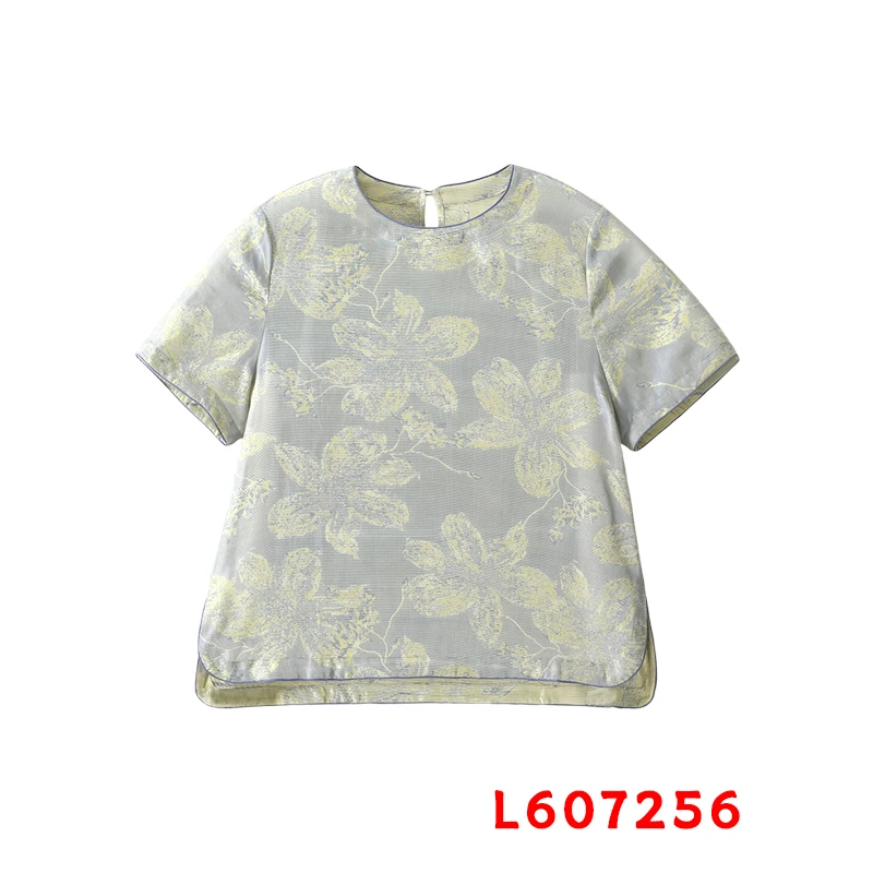 【美姐说】灰色玉兰话双层鎏光绸上衣   607256