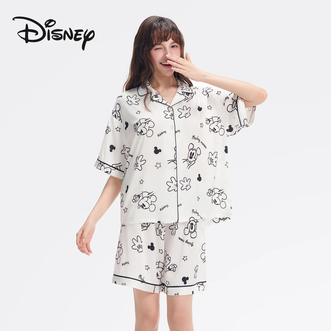 Disney/迪士尼夏季新款米奇满印女士可外穿睡衣家居服薄款休闲