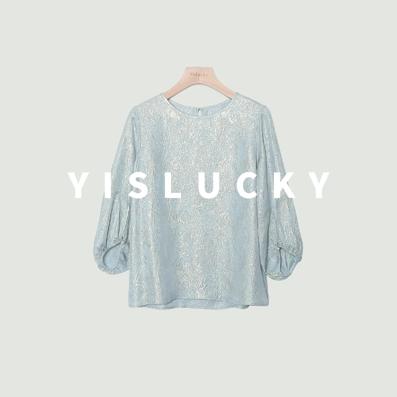 【画楼春】23姆米桑蚕丝织金提花冠乐绉女士七分袖衬衫上衣HY-JX307